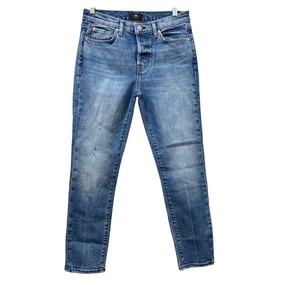 7 For All Mankind Josefina Boyfriend Button-Fly Jeans Sz 27 - Picture 2 of 11